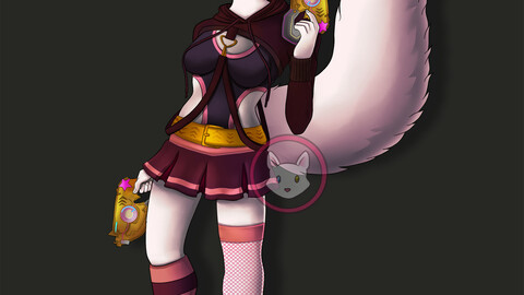White Fox & Golden Guns (PSD, Hi-RES PNG)