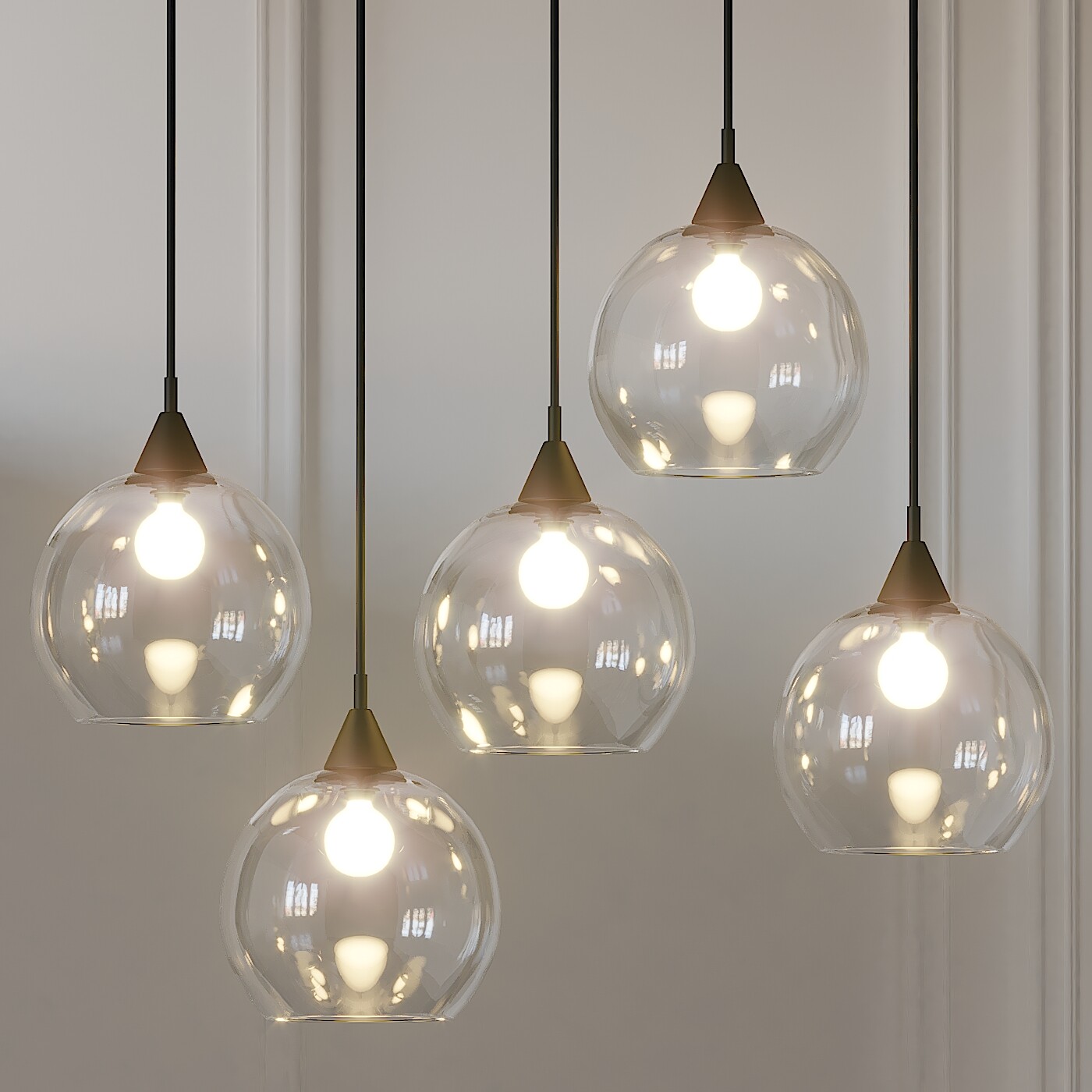 firefly 5 bulb brass pendant light