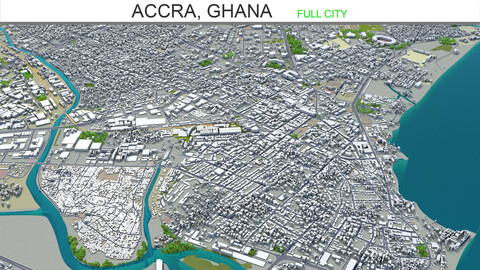 Accra city Ghana 3d model 40km