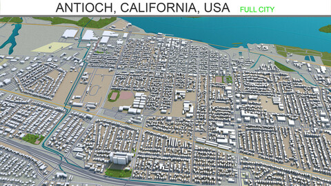 Antioch city California USA 3d model 30km