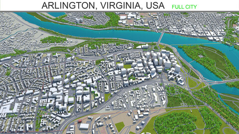 Arlington city Virginia USA 3d model 20km