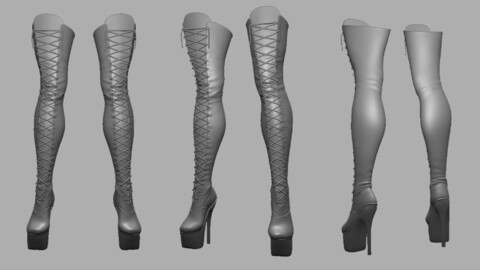 High heel boots with high poly - Futuristic Clothing