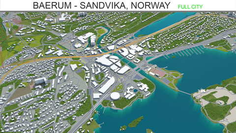 Baerum  Sandvika city Norway 3d model 10km