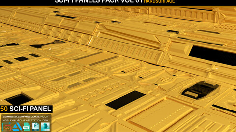 Sci-Fi walls KitBash Pack 50 vol 01+265 min video totorial