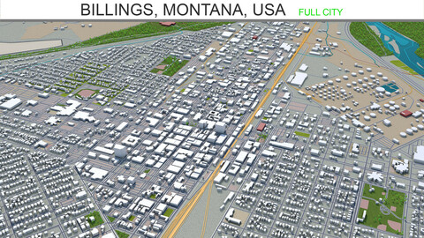 Billings city Montana USA 3d model 40km