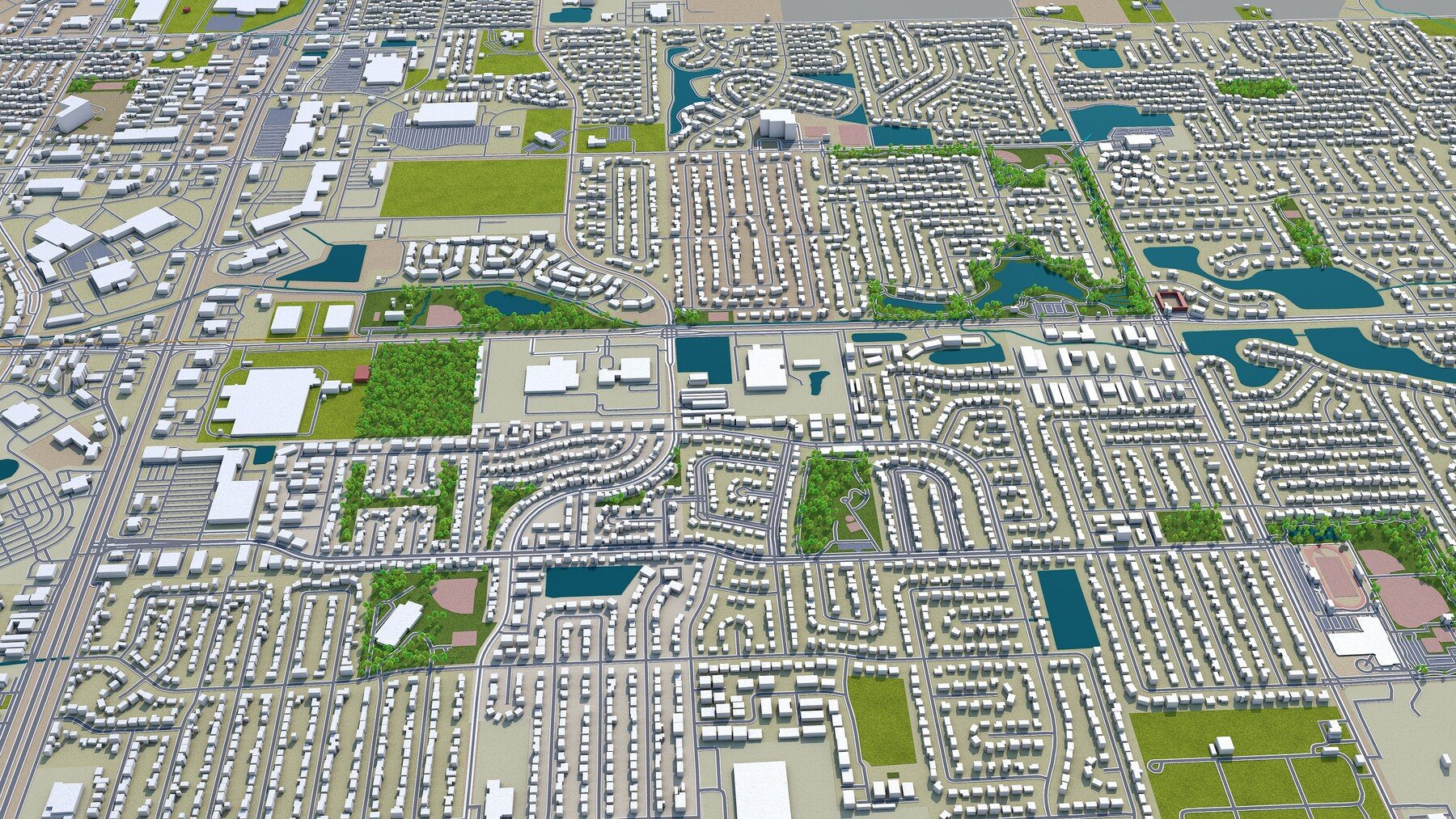 ArtStation - Bloomington city Illinois USA 3d model 30km | Resources