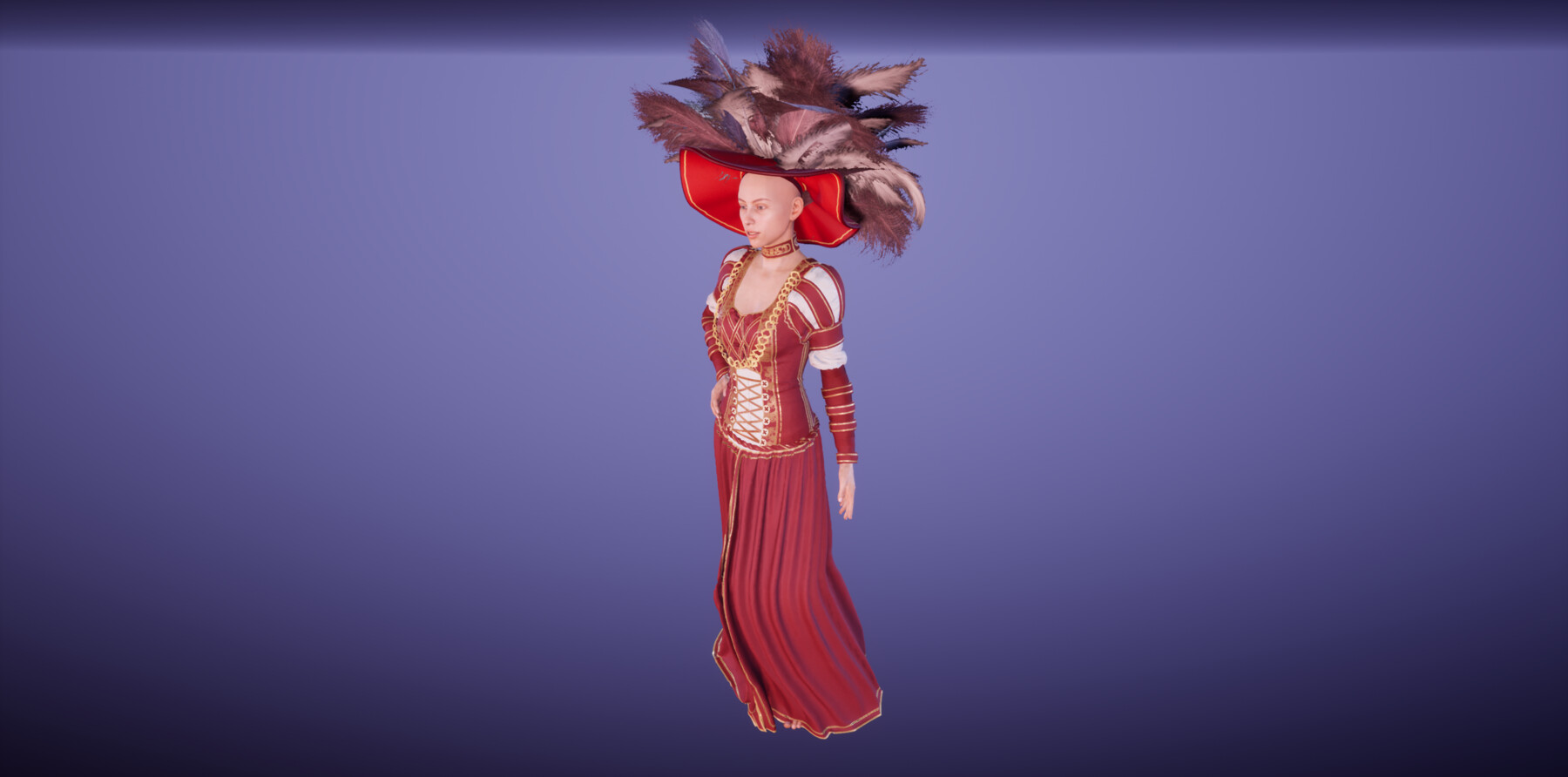 ArtStation - Renaissance red dress with feathers