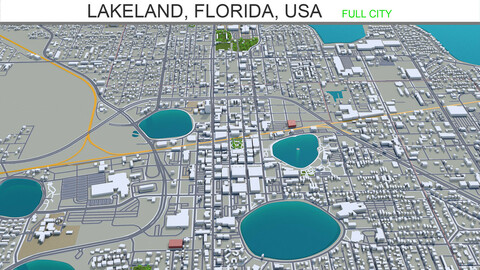 Lakeland city Florida USA 3d model 30km