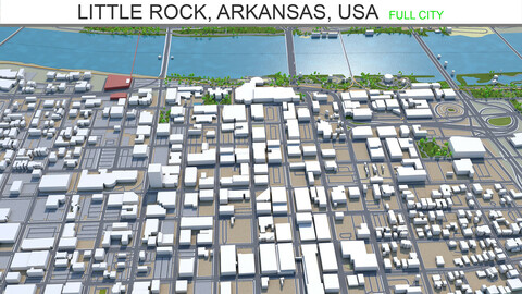 Little Rock city Arkansas USA 3d model 40km