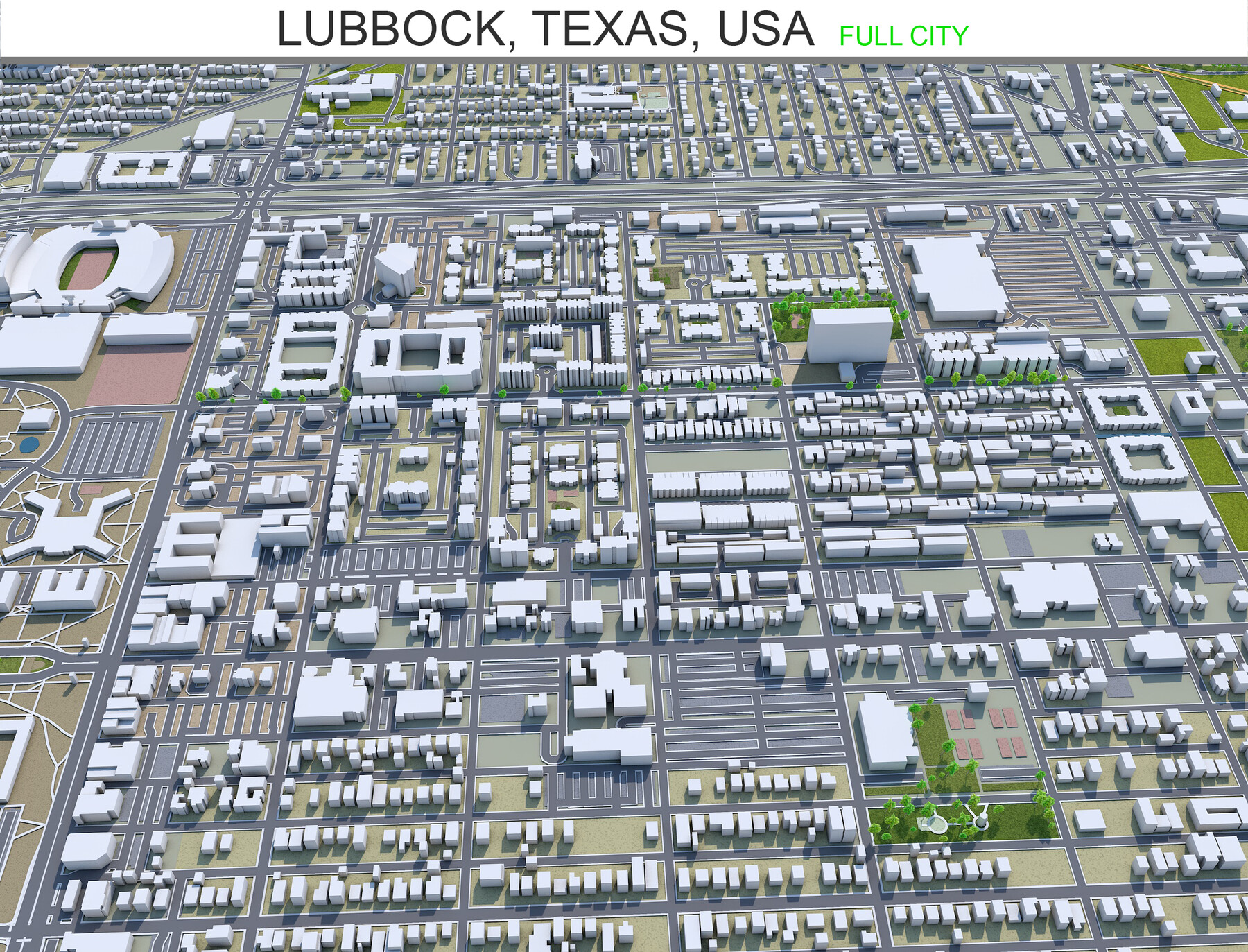 City Of Lubbock Gis Artstation - Lubbock City Texas Usa 3D Model 30Km | Game Assets