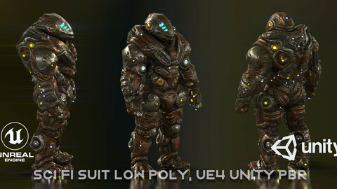 Sci Fi Suit low poly, UE4 Unity PBR