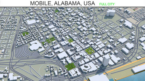 Mobile city Alabama USA  3d model 40km