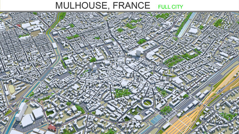 Mulhouse city France 3d model 20km