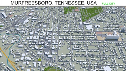 Murfreesboro city Tennessee USA 3d model 30km