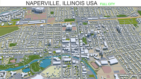 Naperville city Illinois USA 3d model 30km