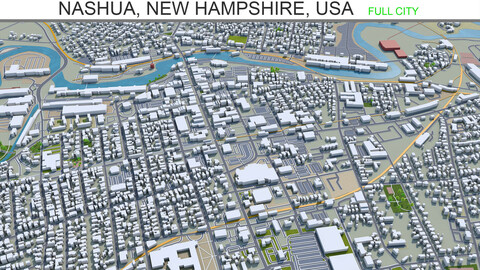 Nashua city New Hampshire USA 3d model 20km