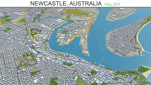 Newcastle city Australia 3d model 20km