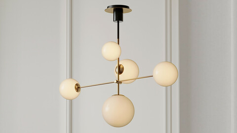 Maxim Vesper Satin Brass and Black 5-Light Pendant by Lamps Plus