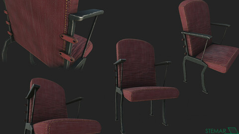 Theatre Chair 3D Asset HD Textures