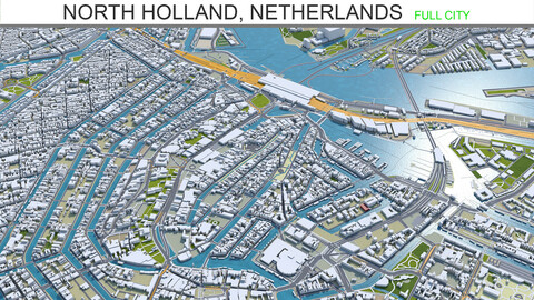 North Holland city Netherlands 3d model 150km