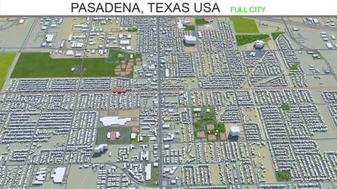 Pasadena city Texas USA 3d model 30km