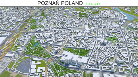 Poznań city Poland 3d model 40km