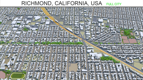 Richmond city California USA 3d model 25km