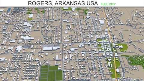 Rogers city Arkansas USA 3d model 30km