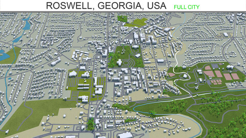 Roswell city Georgia USA 3d model 40km