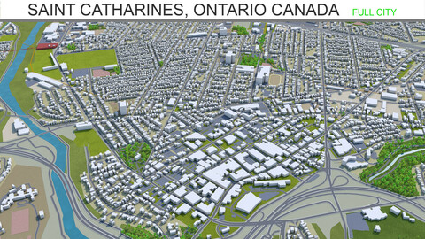 Saint Catharines city Ontario Canada 3d model 25km