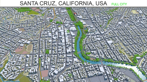 Santa Cruz city California USA 3d model 20km