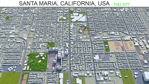 Santa Maria city California USA 3d model 20km