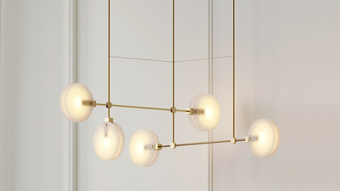 Nebulae 35 - Five Hanging Horizontal Chandelier by Twentieth