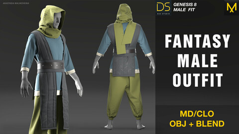 Fantasy male outfit.  MD/CLO + OBJ + BLEND