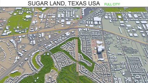 Sugar Land city Texas USA 3d model  25km
