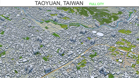 Taoyuan city Taiwan 3d model 120km