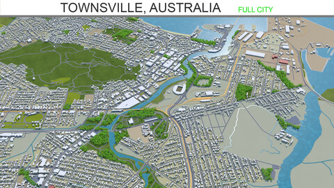 Townsville city Australia 3d model 30km