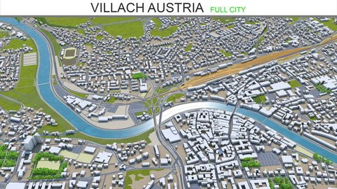 Villach city Austria 3d model 40km