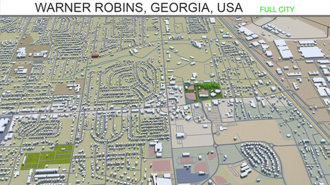 Warner Robins city Georgia USA 3d model 30km