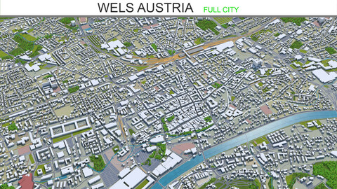 Wels city Austria 3d model 20km