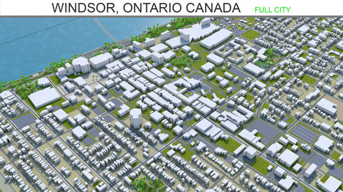 Windsor city Ontario Canada 3d model 30km