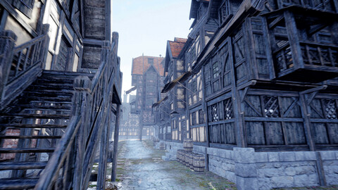 Modular Medieval Fantasy Town Houses vol. 01 - Unreal Engine 3D Asset pack - Interior included