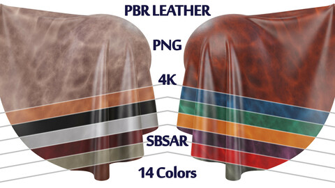 Leather PBR | 14 Colors | 4K | PNG