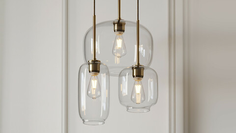 Mid Century Modern Glass Jar Geo Pendant