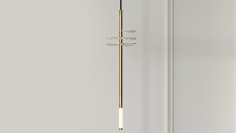 Needle Pendant Light in Porcelain and Brass