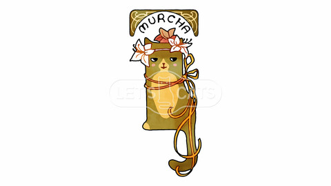 Art Nouveau Style Cat