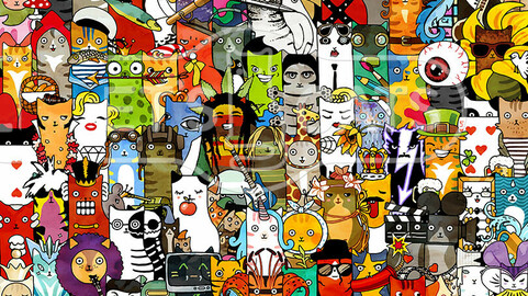 Let's Cats characters collage