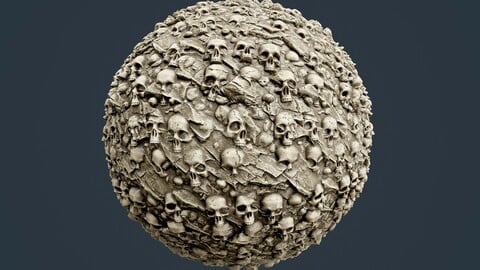 Skull Bones Horror Seamless PBR Texture 09