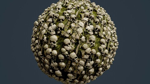 Skulls Bones Horror Seamless PBR Texture 17
