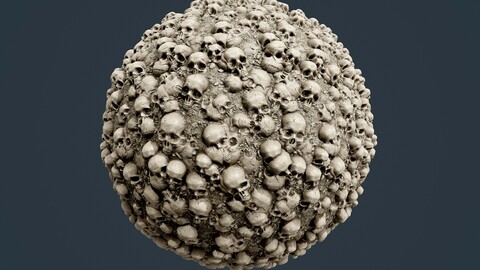 Skulls Bones Horror Seamless PBR Texture 22
